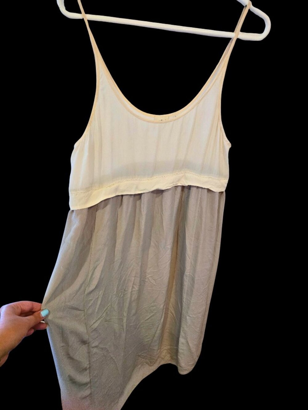 Aritzia Wilfred Bisous 100% Silk Maxi Dress– White & Grey – Size Large